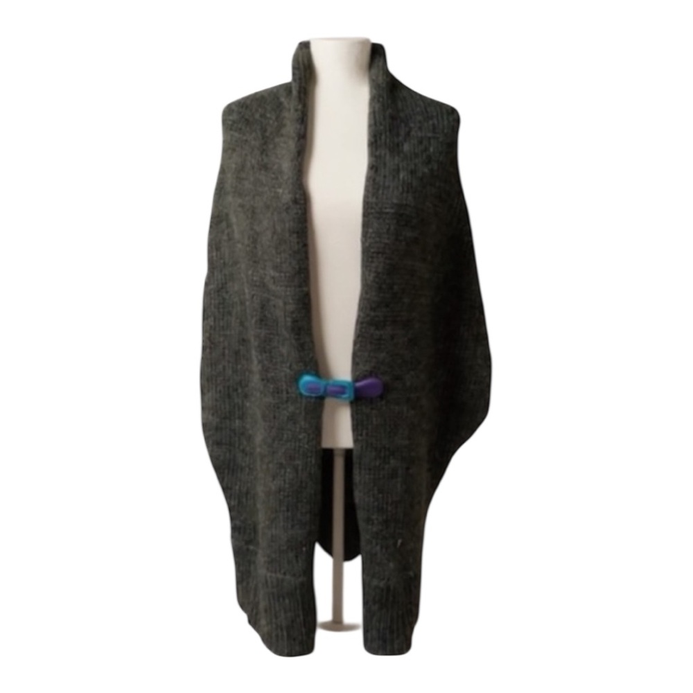 Fiorucci Cardigan Wrap Sweater NWT XS – Gray Wool Knit Cocoon Shawl